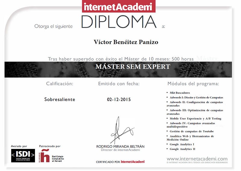 Diploma SEM Víctor Benéitez